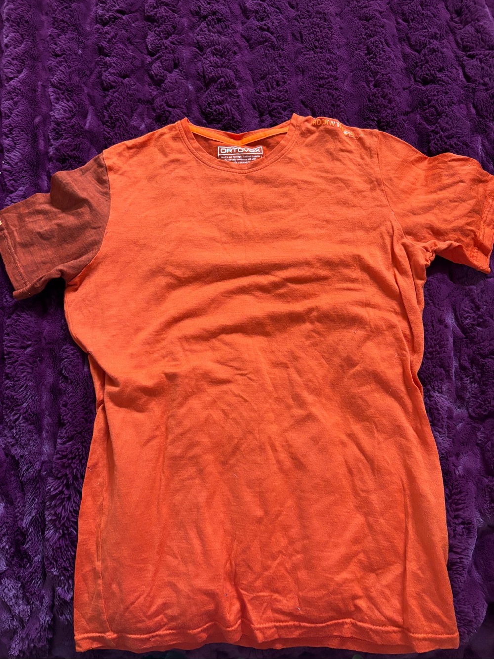 Ortovox Men's wool Orange Crew Neck Short-Sleeve Shirt xl